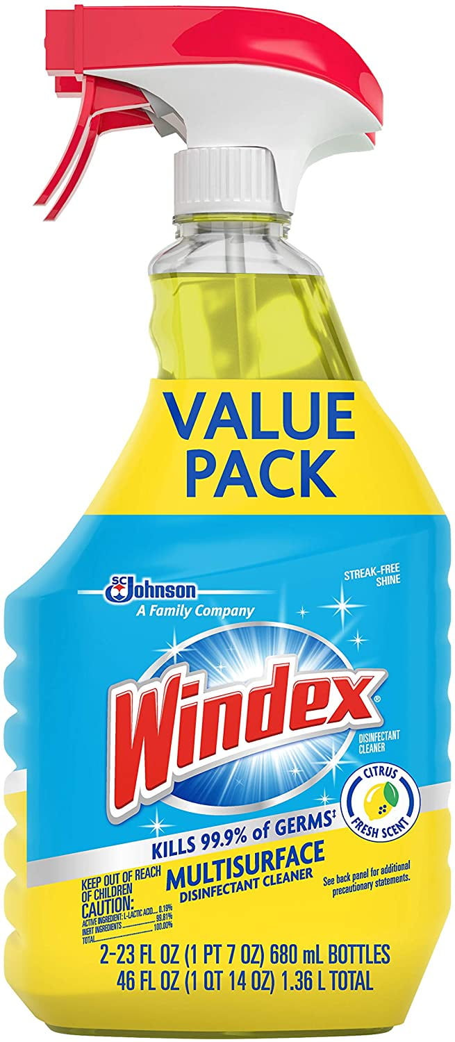 Windex Disinfectant Cleaner Multi-Surface Spray, 2 ct, 23 fl oz