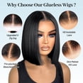 thumbnail image 3 of Cabello humano Bob Wig EQ DUOUPA Wear and Go, sin pegamento, 20 cm, 3 of 6