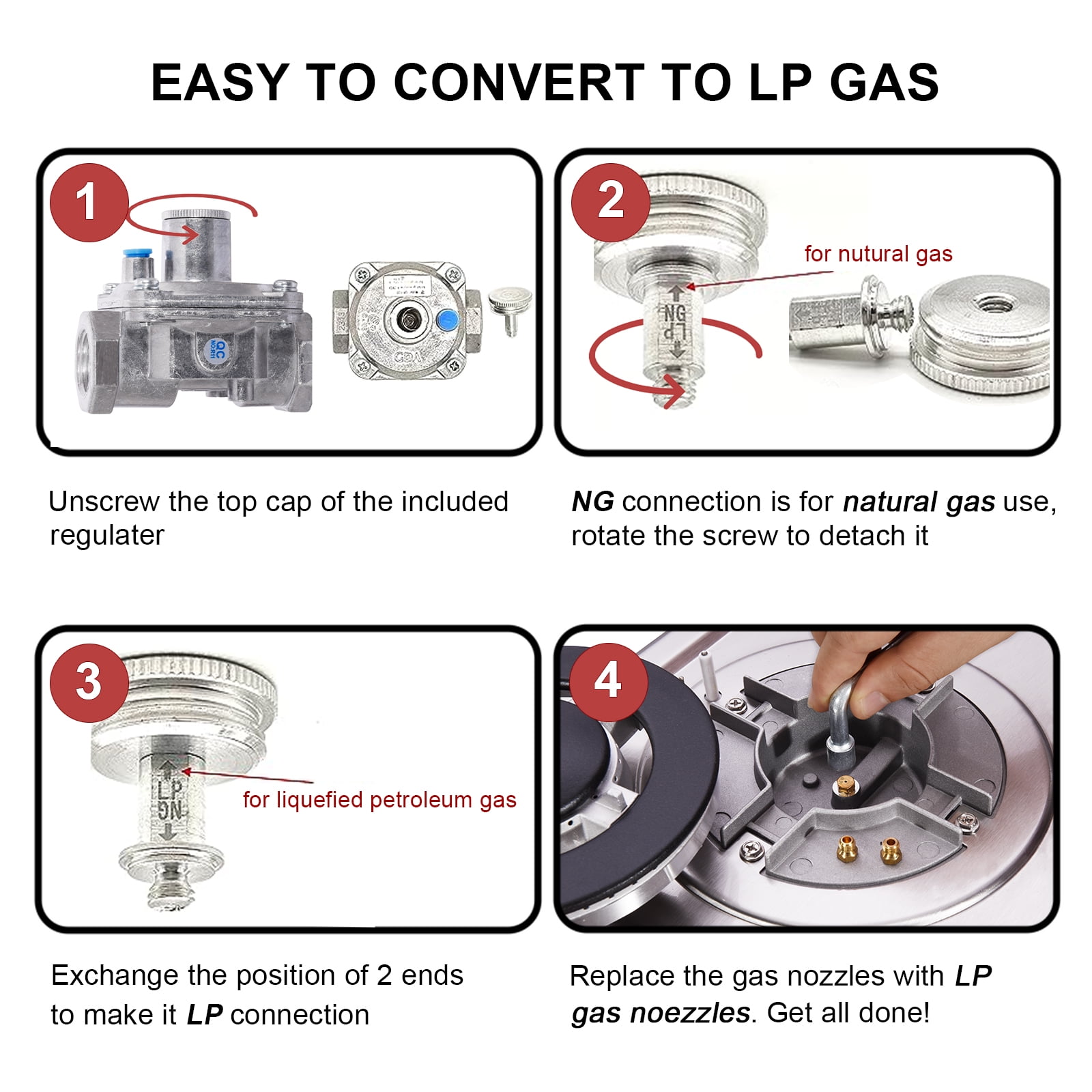 Amdievc 30 inch Gas Cooktop NG/LPG Dual Fuel Gas Stove top with Thermocouple Protection, Stainless Steel Gas Stove Top for Kitchen RV
