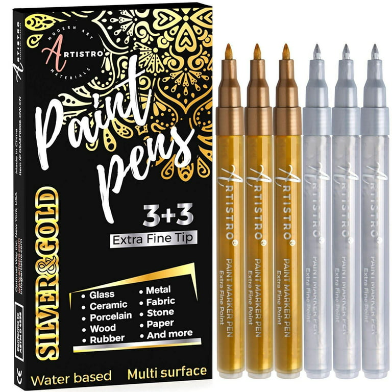 Artistro Black Paint Markers, Extra Fine Tip, 5 Count 