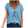 thumbnail image 1 of T-Shirt à Col en V d'Été Décontracté pour Femmes, Imprimé, à Manches Courtes, 1 of 4