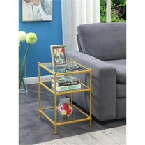 Pemberly Row Contemporary Gold Metal End Table with Clear Glass