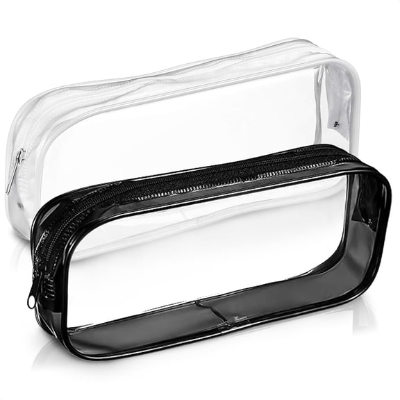 2Pcs Clear Zipper Pouches - Travel Toiletry Bag Makeup Organizer Cosmetic Bags for Women, Clear Toiletry Bag Small Makeup Pouch PVC Zipper Bags