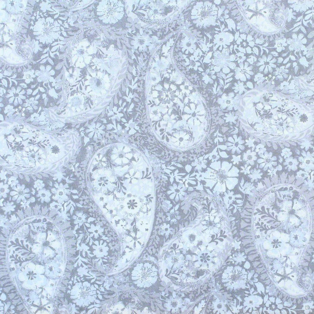 108" Quilt Backing, Floral Paisley Fabric Gray