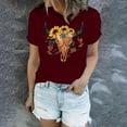 thumbnail image 2 of Fshinging T Shirts For Women Vintage Cartoon Cow Print Loose Casual Summer Short Sleeve O-Neck Slim Tunic Blouses, 2 of 6