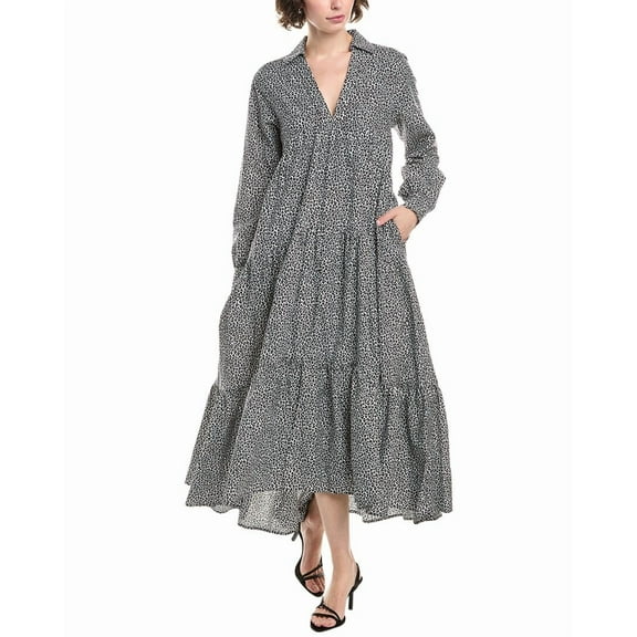 MICHAEL Michael Kors womens Pop Cheetah Silk-Blend Maxi Dress, xs, White