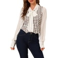 thumbnail image 4 of INSPIRE CHIC Women's  V Neck Cinched Waist Button Asymmetric Stretchy Plaid Sleeveless Jacket M White, 4 of 8