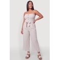 thumbnail image 2 of Women's Plus Size Striped Strapless Jumpsuit with Tie Waist Belt, 2 of 3