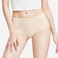 thumbnail image 6 of wcjm Beige Women'S Plus Size Women'S High Waist Solid Color Briefs Ice Traceless Briefs Will Not Be Caught In The Middle Of The Butt, 6 of 9