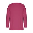 thumbnail image 6 of Gaecuw 3/4 Sleeve Tops for Women Summer Plain Cold Shoulder Sleeve Tees Crewneck Comfort Shirts Pullover Tops Three Quarter Blouse Trendy T Shirts Dressy Holiday Cute Pink XL, 6 of 6