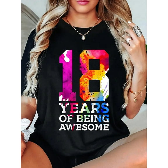 100% Cotton 18 YEARS OF BEING AWESOME 18TH BIRTHDAY T-Shirt