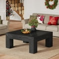 thumbnail image 6 of Finmind 39.4-Inch Square Coffee Table for Living Room, Farmhouse All Wood Accent Center Cocktail Table, 6 of 7