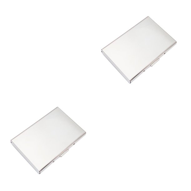 Moyic 1 tarjetero de Metal para hombre y mujer, caja de almacenamiento de tarjetas de acero inoxidable delgada, tarjetero de negocios para Superficie de acero inoxidable cepillado 2Conjunto