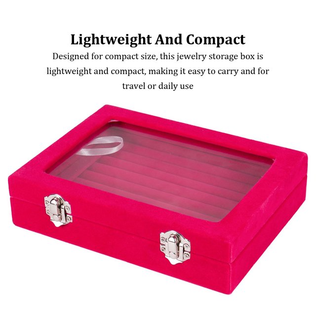 maskred Velvet Glass Ring Earring Display Organizer Box For Jewelry Storage With Large Capacity Unique 1Set