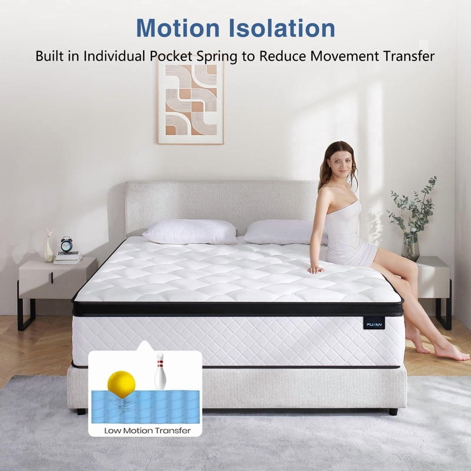 Fuxilai Twin Size Mattress, 10 Inch Hybrid Memory Foam Twin Mattress in a Box, Pressure Relief, Medium Firm, CertiPUR-US