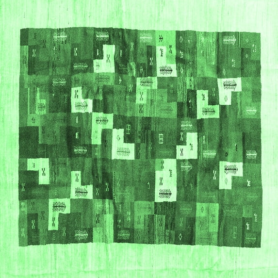 Ahgly Company Indoor Square Solid Emerald Green Modern Area Rugs, 4' Square