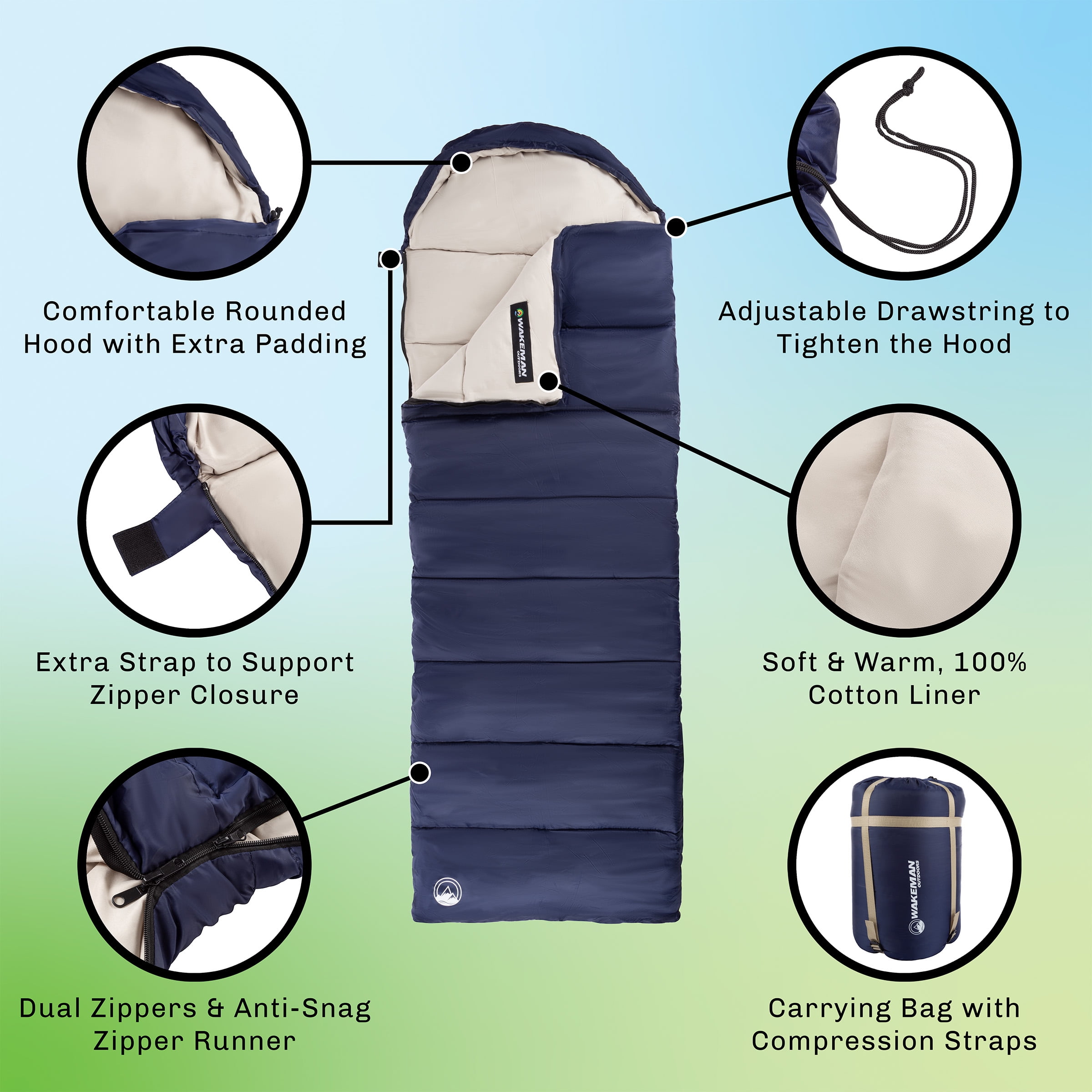 Wakeman 35F Semi-rectangular Sleeping Bag