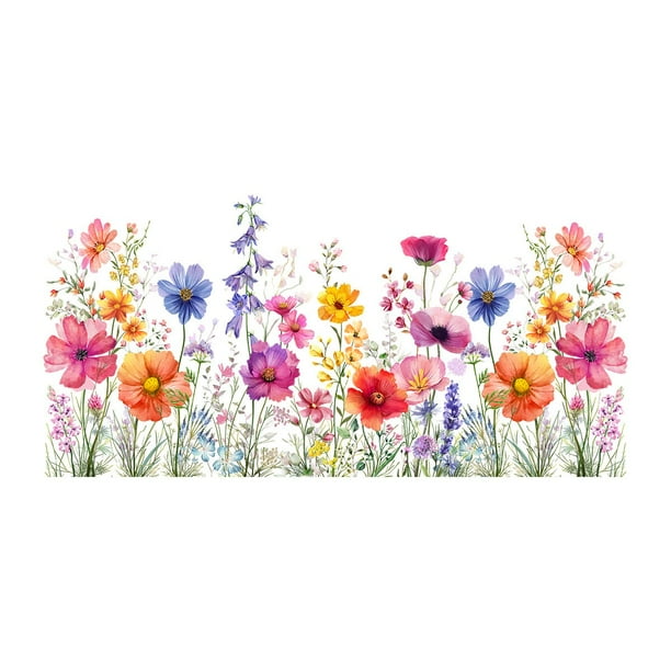 Adhesivo Para Ventana Con Ramo De Flores De Colores, Se Puede Cortar A Medida, Lámina Para Ventana Con Estampado Floral De Colores, Adhesivos Para Ventanas De Primavera, Adhesivos Para Ventanas De C