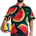 thumbnail image 4 of Watermelon Men's Short Sleeve Hawaiian Shirt, Poplin Casual Printed Button Down, Summer Beach Unisex Shirts, 4 of 6