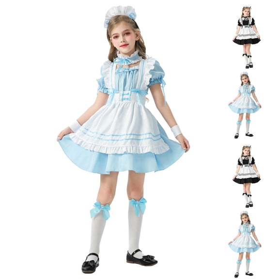 Piuwrlz Girls Halloween Party Dresses Kids Girl Cos Perform Dress Sky Blue Size 5-6 Years