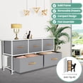 thumbnail image 5 of Bigroof Fabric 5 Drawer Dresser with Wooden Handle - Storage Tower with Large Capacity for Bedroom, Living Room Closets - Steel Frame Wooden Top with Fabric Bins for Clothing Blankets Gray, 5 of 7