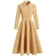 thumbnail image 1 of Moda mujer elegante sexy casual retro solapa manga larga color sólido vestido de longitud media Pompotops  hdfakjf1829, 1 of 8