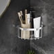 thumbnail image 5 of Cesta de almacenamiento para fregadero de esquina, escurridor de acero inoxidable, diseño antidrenaje, estante triangular, organizador para cocina y baño, libera espacio, tonos grises/plateados., 5 of 8