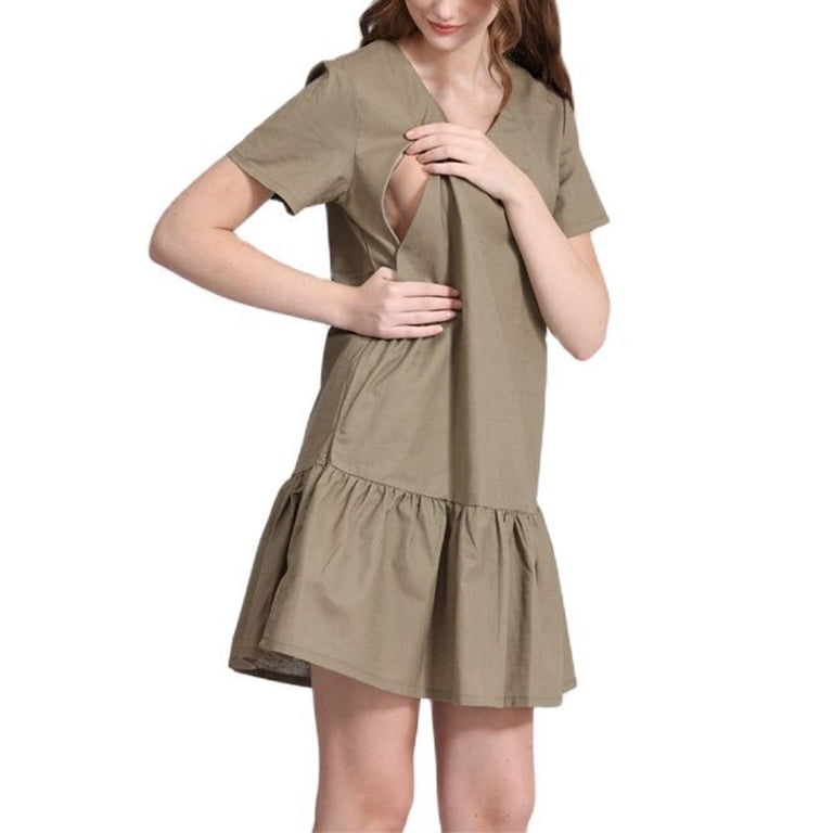 chinese dress ladies Adel' Linen Nursing Dress - Soft Pink main image 0