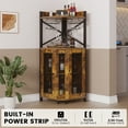 thumbnail image 6 of HAUXITIO 61" Corner Bar Cabinet with Power Outlet & LED Light,Industrial 4-Tier Wine Rack with Glass Holder,Farmhouse Liquor Storage Cabinet,Rustic Brown, 6 of 8