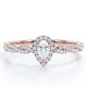 thumbnail image 1 of Anillo de Compromiso JeenMata con Diamante Talla Pera de 0,5 Quilates Engaste de Halo de 3 Puntas Oro Rosa de 10 K, 1 of 6