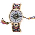 thumbnail image 1 of Reloj de cuarzo con banda de aleación de estilo nacional, reloj femenino con decoración tejida colorida (#11), 1 of 3