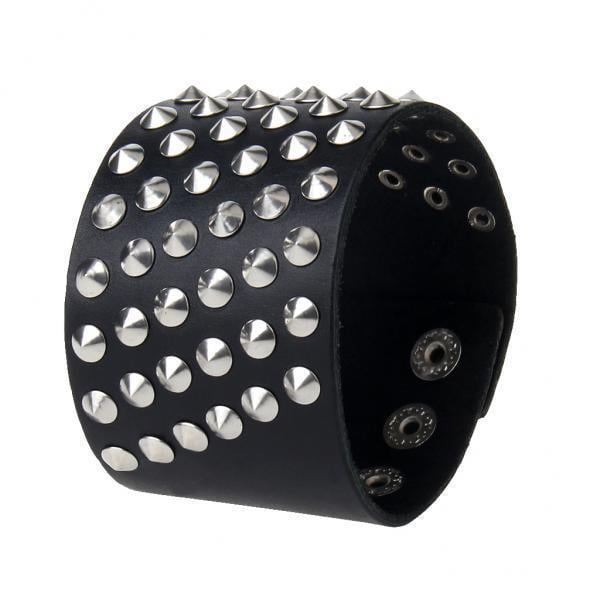 2xUnisex Metal Punk Rock Correa Ancha PU Brazalete De Cuero Negro Salvador Pulsera ancha punk