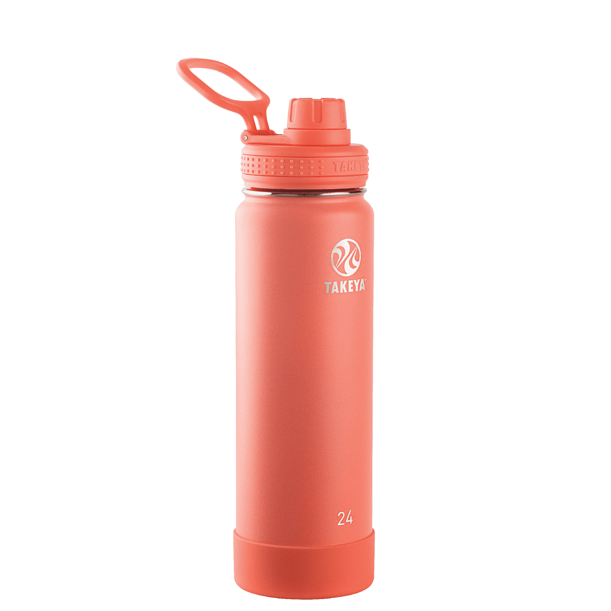 Takeya Actives Stainless Steel Water Bottle w/Spout lid, 24oz Coral
