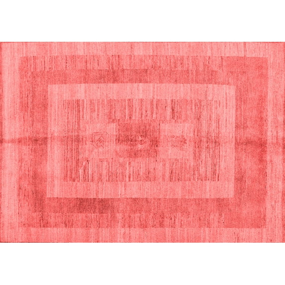 Ahgly Company Indoor Rectangle Abstract Red Modern Area Rugs, 7' x 9'