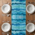 thumbnail image 6 of Blue Green Table Runner - 70 Inch Long, Kitchen Dining Table Runner Dresser Scarves, Gradient Watercolor Modern Abstract Art Farmhouse Decor for Coffee Tables Wedding Party Banquet, 6 of 8