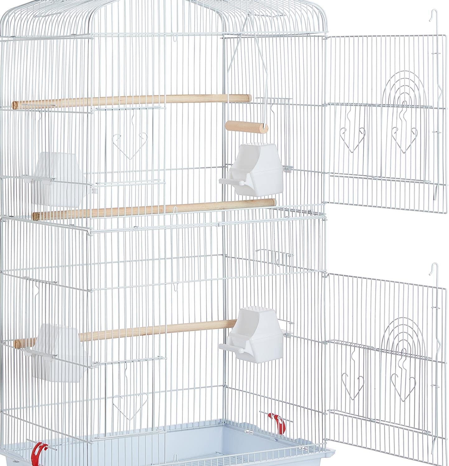 GMNIU Open Top Medium Parrot Flight Bird Cage for 2 Parakeets, White