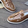 thumbnail image 5 of GERsome Women's Loafer Flats Round Toe PU Leather Slip-On Work Shoes Casual Comfort Walking Dressy Shoes, Brown Size 6.5, 5 of 9