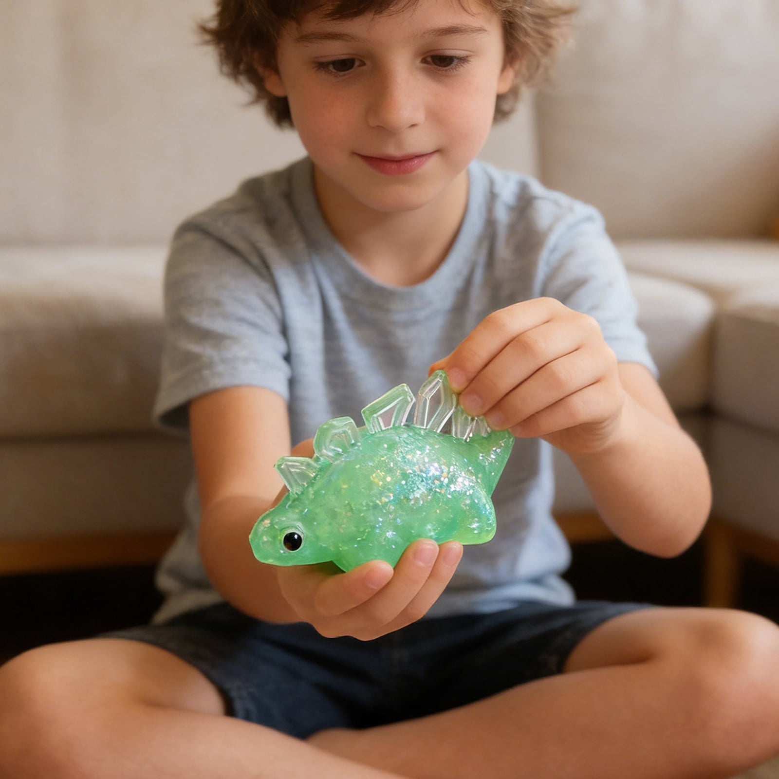 Sugar Diamond Dinosaur Squishy Toys for Stress Relief, Sparkle Slow Rising Dino Fidget for Desk Decor and Gift, Soft Squeeze