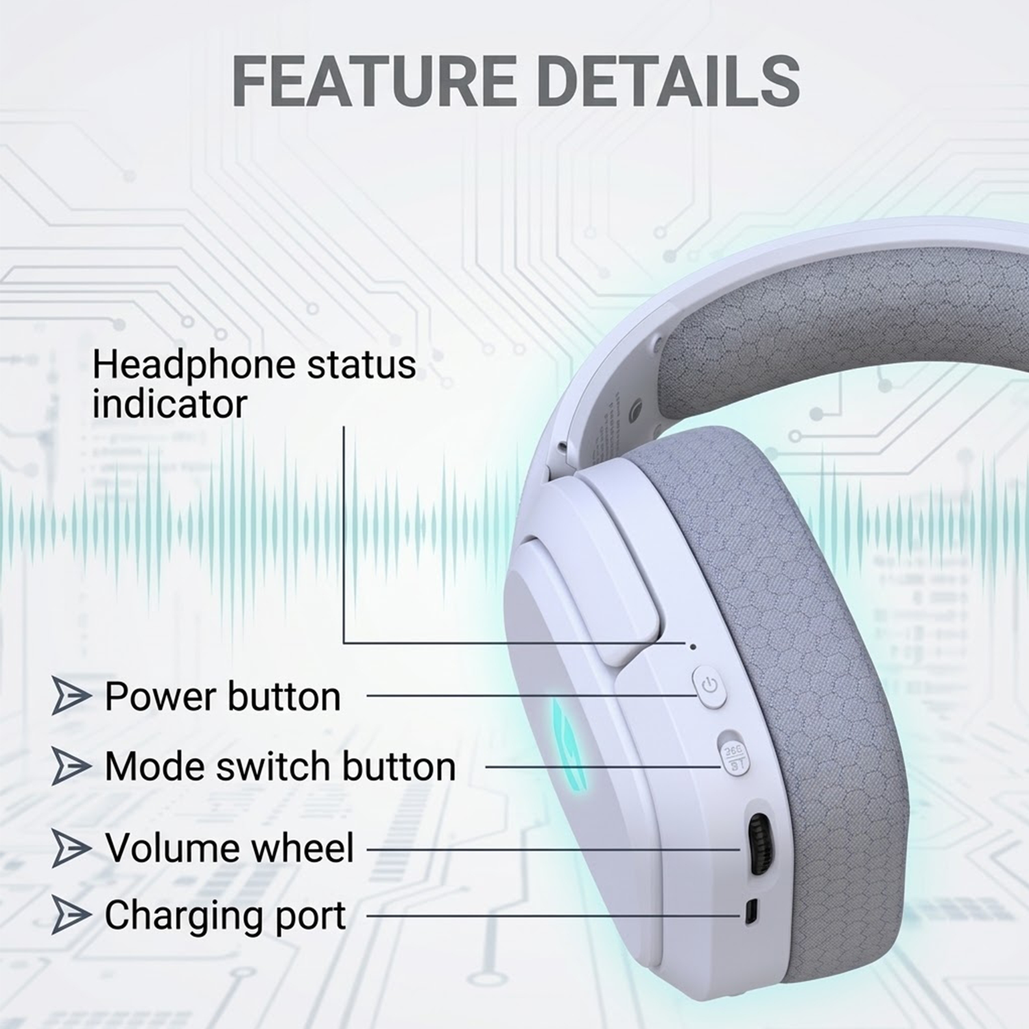 Captain 700 Pro 2.4GHz Wireless Gaming Headset White photo 7