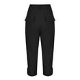 thumbnail image 4 of UVEASISHA Capri Pants for Women High Waisted Cargo Capris Rolled Hem Summer Cropped Pants with Pockets Pantalones de verano para mujer Black XXL, 4 of 8