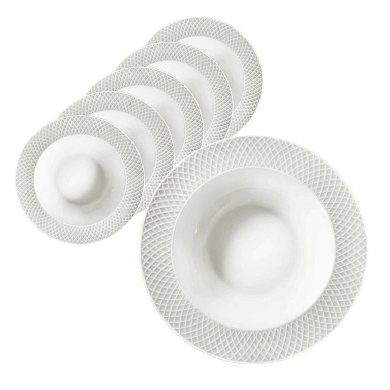 Wilmax 9 Inch Deep Plates - Set Of 6, White, Disposable (Pack Of 4 Sets)