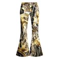 thumbnail image 3 of Grblisyd Camo Pants for Girls Flare High Elastic Waist Dress Trousers Fashion Maple Leaf Print Uniform Pants With Button, 3 of 6