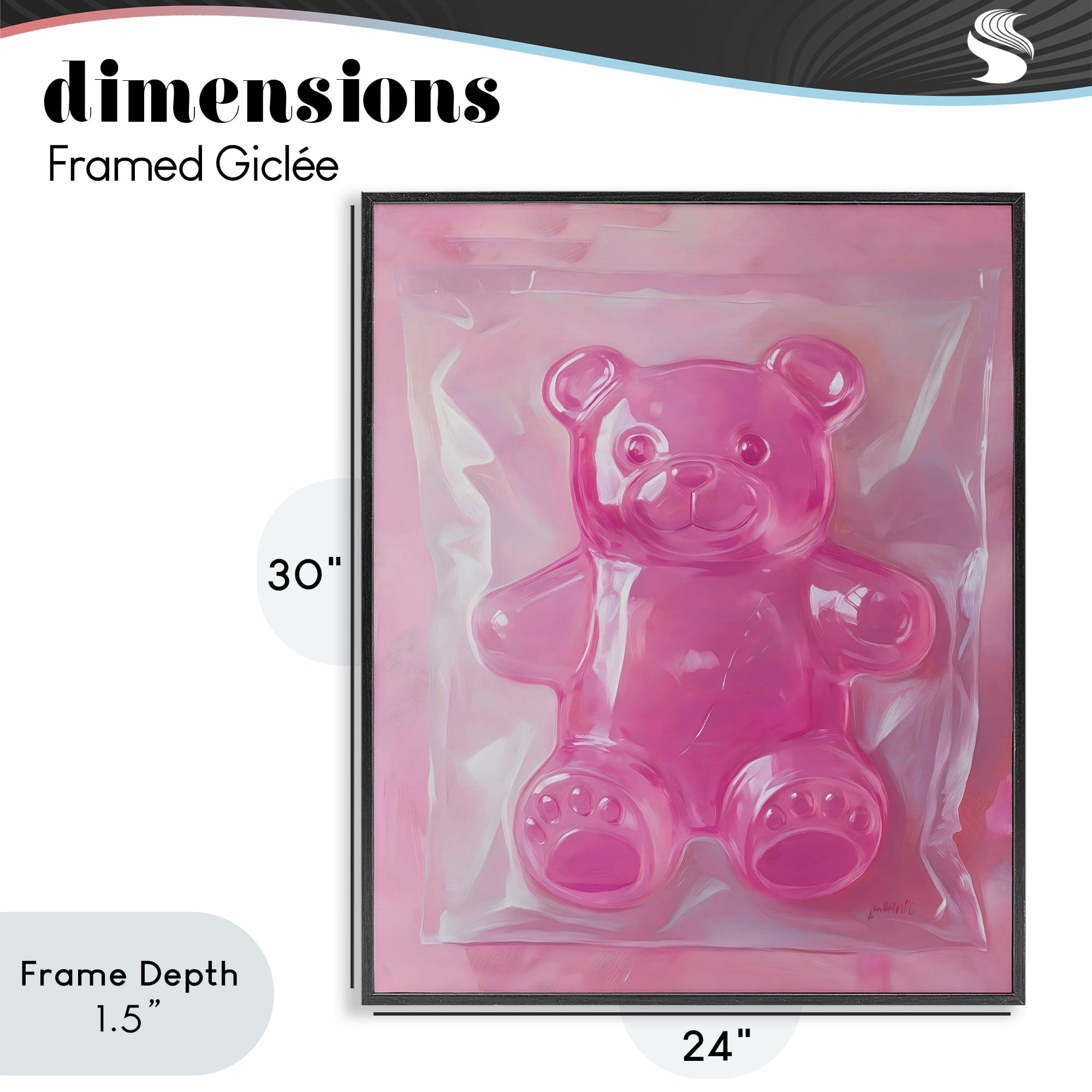 Stupell Industries Pink Gummy Candy Bear Black Framed Giclee Art, design by The Prints Vibe
