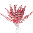 thumbnail image 1 of Zhuge 18 piezas de tallos de eucalipto, tallos de hojas de eucalipto artificiales, flores artificiales para el hogar, oficina, ramo de flores, centro de mesa, rojo colgante escarcha, 1 of 5