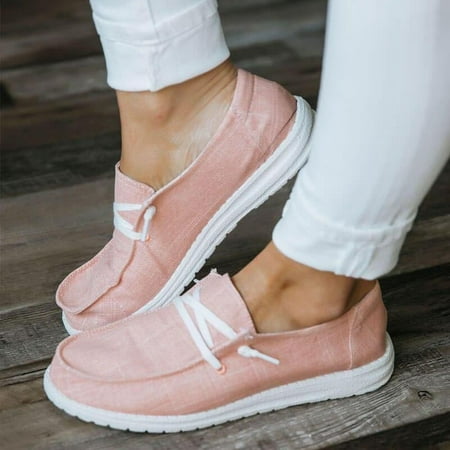 

VeliToy Women Lady Flat Shoes Loafers Lace Up Anti-slip Breathable Casual for Outdoor(Pink 37)