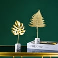thumbnail image 4 of Namzi Figurines Toys Decor,Leaf Ornament Simple Design Marble Base Nordic Style Golden Wrought Iron Feather Garniture for Home （Small）, 4 of 4