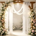 thumbnail image 4 of Wedding Arch Draping Fabric Sheer Curtain Drapes | 30" x 19.6 ft Long Backdrop Curtains for Wedding Anniversary Party, Summer Outdoor Events Drapery, Photo Backgrounds - White, 4 of 6