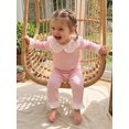 thumbnail image 5 of Cjfdfy Newborn Baby Girls Fall Outfit Lace Patchwork Ribbed Doll Collar Long Sleeve Romper And Elastic Lace Trim Pants Set Cute Solid Color Coming Home Fall Winter Outfit 0-12 Monthes, 5 of 9