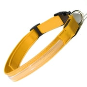 Angle View: Paws & Pals Dog Collar LED Color Flashing Light Visible Night Walk - LG - Yellow