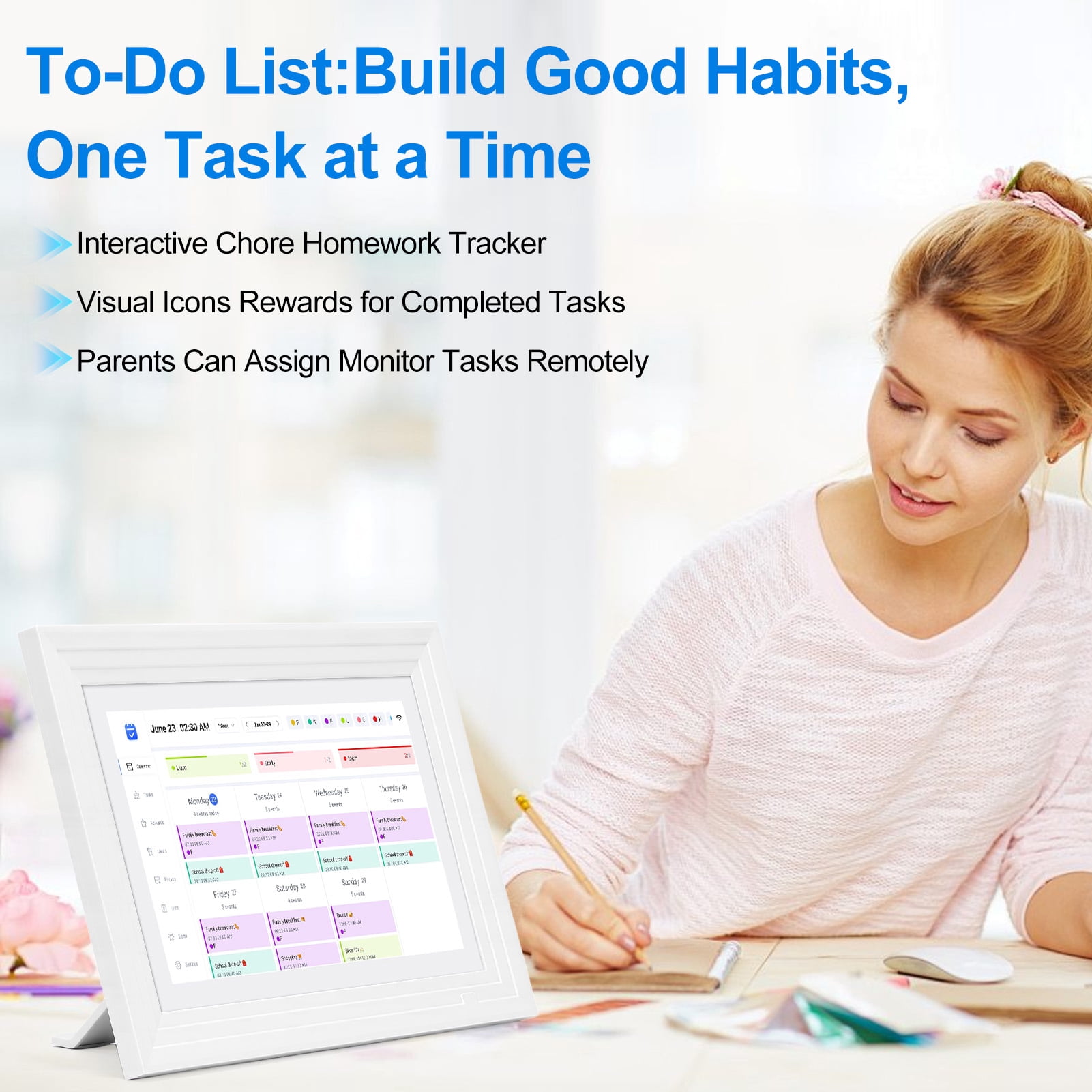 10.1 inch Wall Planner Digital Calendar & Chore Chart, WiFi Smart Touchscreen Interactive Display for Family Schedules/Meal Planner, Display Digital Calendar Great Gifts for Organizing Your 2026 Year